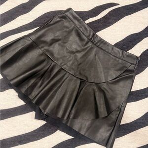 Black Faux Leather Mini Skirt lined with shorts